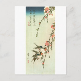 桃 の 花 燕, 広 Peach Blossom and Swallow, Hiroshige, に Postkarte