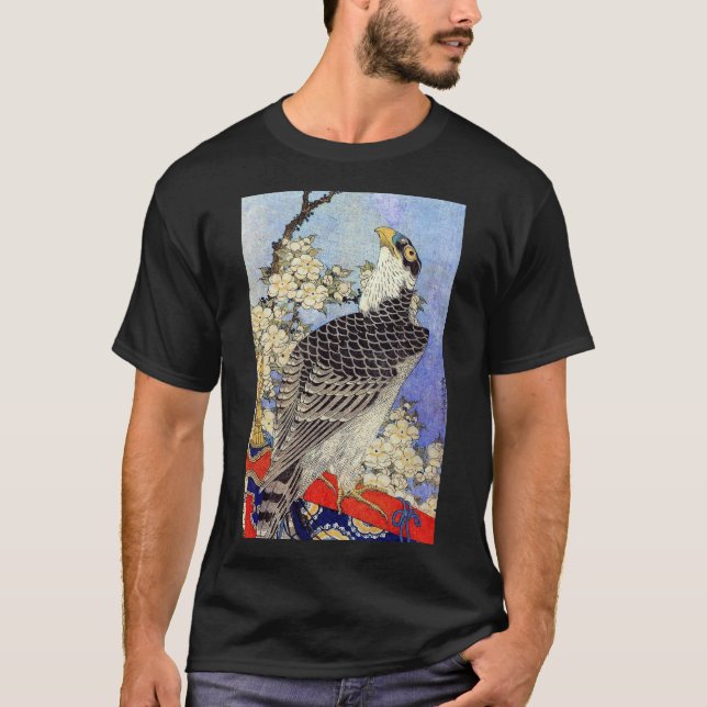 桜にハヤブサ, Falke-u. Kirschblüten, Hokusai, Ukiyo-e T-Shirt (Vorderseite)