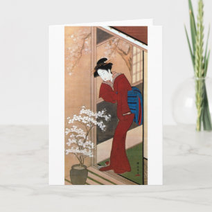桜の花と女, 春章 Kirschblüten und eine Frau, Shunsho Karte