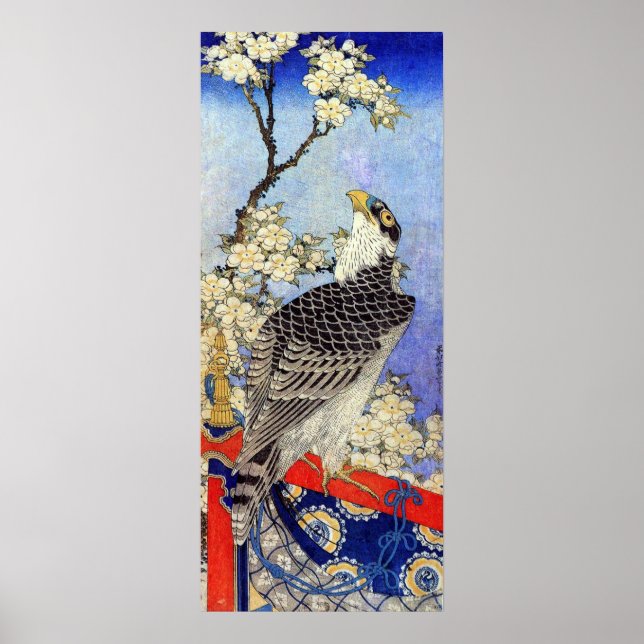 桜 ハ ヤ サ, Falken- und Kirschblüten, Hokusai, Ukiyo- Poster (Vorne)