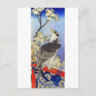 桜 ハ ヤ サ, Falken- und Kirschblüten, Hokusai, Ukiyo- Postkarte