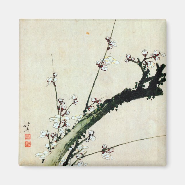 梅 花, 北 斎 Pflaumenblüten, Hokusai, Ukiyo-e Magnet (Vorne)