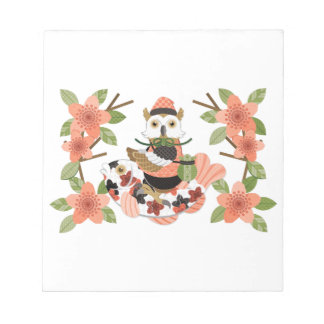 梟 と/Eine Eule und Karpfen Notizblock