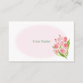 水彩で描いたピンクのチューリップ　名刺 VISITENKARTE