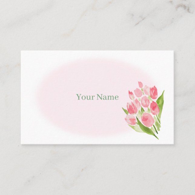 水彩で描いたピンクのチューリップ　名刺 VISITENKARTE (Vorderseite)