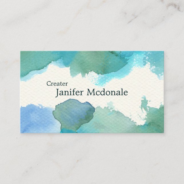 【水彩名刺】 Watercolor Business card (Blue) Visitenkarte (Vorderseite)