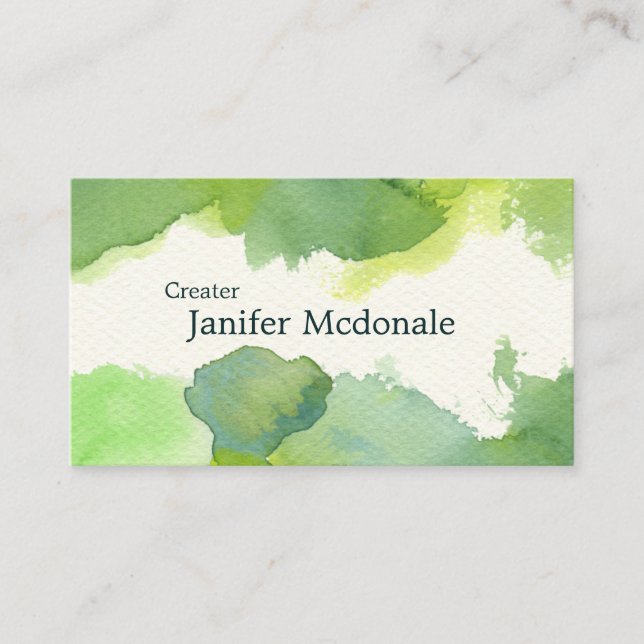 【水彩名刺】 Watercolor Business card (Green) Visitenkarte (Vorderseite)