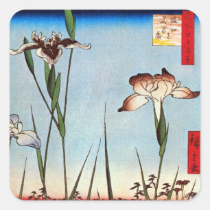江 戸 の 蒲, 広 Iris 重 Edo, Hiroshige Quadratischer Aufkleber