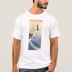 波 鶴, 広 Krane und Waves, Hiroshige, Ukiyo-e T-Shirt