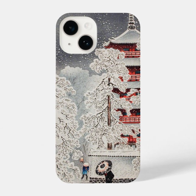 浮世絵 ukiyoe 高橋松亭 「浅草の雪」iPhone 14ケース iPhone Hülle (Rückseite)