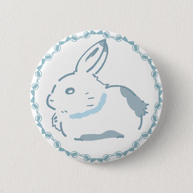 涼しげなリボン＆柔らかな雪うさぎデザイン  缶バッジ BUTTON (Vorderseite)