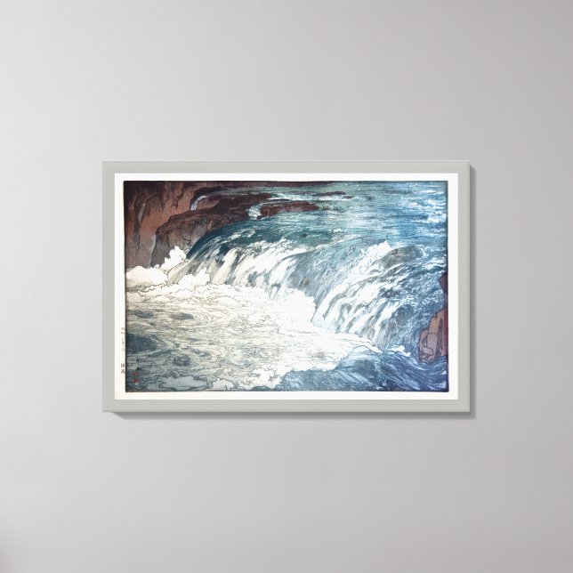 渓 流, Rapids, Hiroshi Yoshida, Holzschnitt Leinwanddruck (Vorderseite)