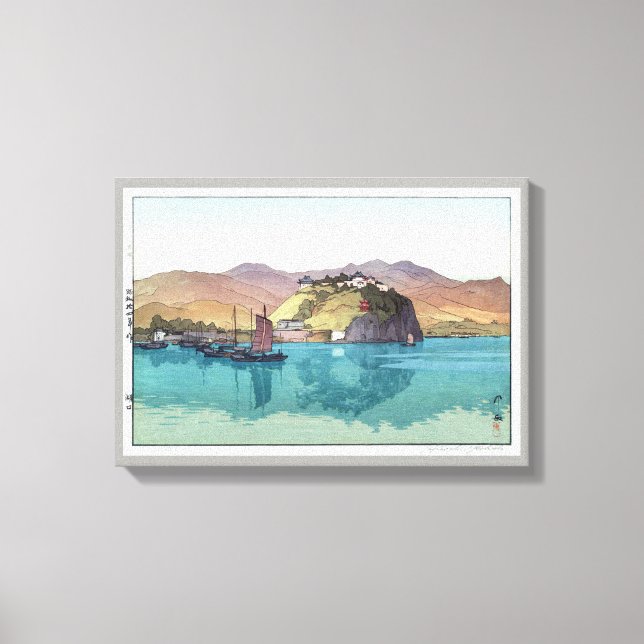 湖 口, Hukou, China, Hiroshi Yoshida, Woodcut Leinwanddruck (Vorderseite)