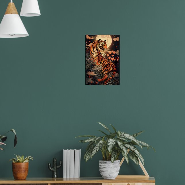 満月と虎、夜の静けさ／Full moon and tiger, stillness of night Poster (Wohnzimmer 1)