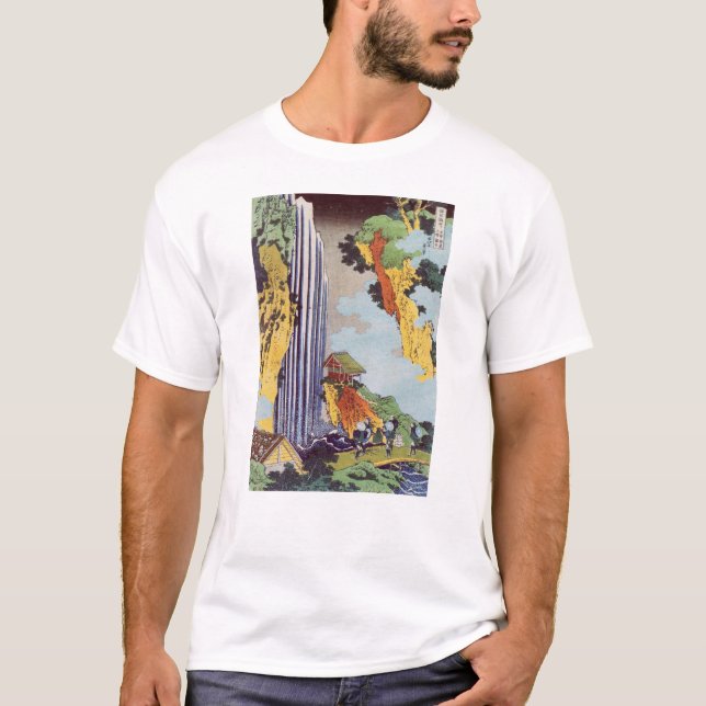 滝, 北 斎 Wasserfall, Hokusai, Ukiyo-e T-Shirt (Vorderseite)