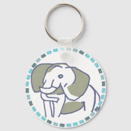 爽やかな水色タイル＆青い象 SCHLÜSSELANHÄNGER