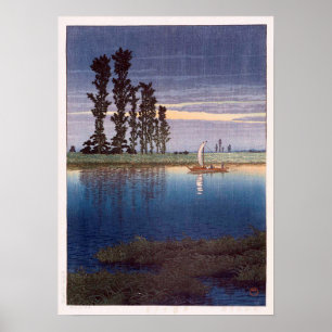 牛 堀 の 夕 れ, Abend in Ushibori, Hasui Kawase, Woodcu Poster