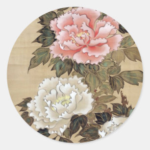 牡 丹, 其, Kiitsu, Japan Art Runder Aufkleber
