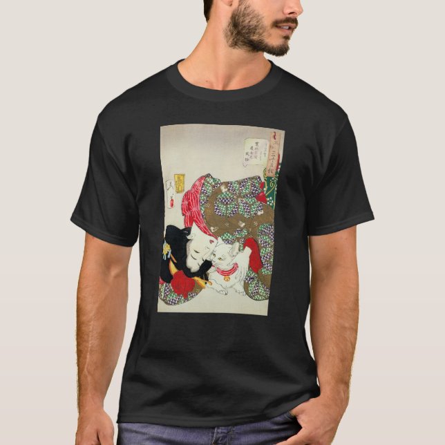 猫が好き, 芳年 I Liebe-Katzen, Yoshitoshi, Ukiyo-e T-Shirt (Vorderseite)