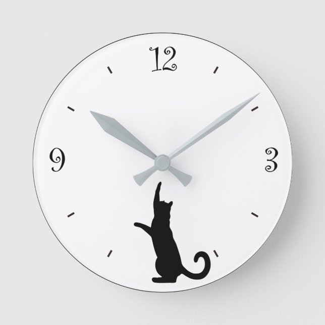 猫の掛け時計 Cat clock Runde Wanduhr (Vorderseite)