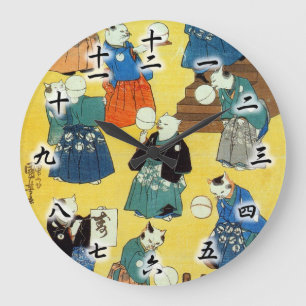猫の曲芸師, 国芳 Akrobat der Katzen, Kuniyoshi, Ukiyo-e Große Wanduhr