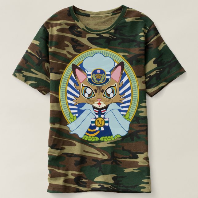 猫の船長さん(ソマリ猫プリンちゃん)猫の船長さん-Captain T-Shirt (Design vorne)