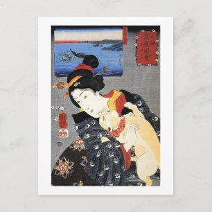 猫 と 女, 国 Katze und Frauen, Kuniyoshi, Ukiyoshi Postkarte