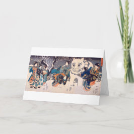 猫 の 雪 だ ま,国 Big Cat Snowman, Kuniyoshi, Ukiyo-e Karte