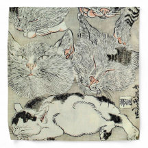 猫, 暁斎 Katzen, Kyōsai, Ukiyo-e