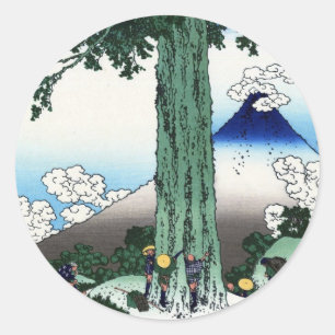甲 州 三 越, 北 Blick 斎 Fuji aus Mishima, Hokusai Runder Aufkleber