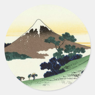 甲 州 犬 峠, 北 Blick 斎 Fuji aus Inume, Hokusai Runder Aufkleber