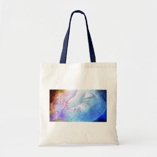 異次元の世界で泳ぐイルカとクジラ ラージトートバッグ TRAGETASCHE