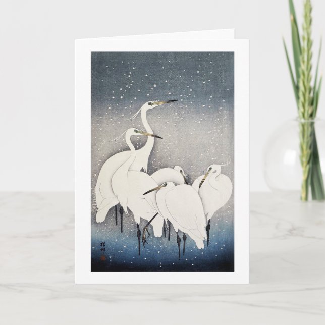 白鷺の群れ, 古邨 Gruppe der Reiher, Ohara Koson, Karte (Vorderseite)