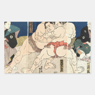相 撲, 国 Smou Wrestling, Kunisada Rechteckiger Aufkleber