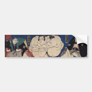 相 撲, 国 Sumo Wrestling, Kuniyoshi, Ukiyo-e Autoaufkleber