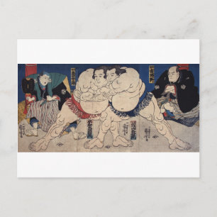 相 撲, 国 Sumo Wrestling, Kuniyoshi, Ukiyo-e Postkarte