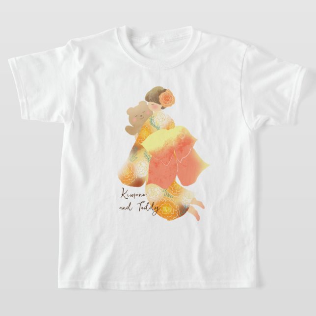 着物の女の子とテディベア T-Shirt (Ablage )