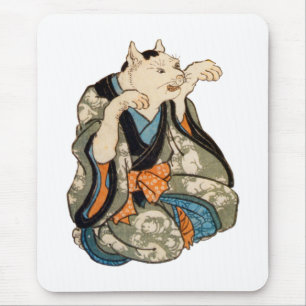 着 物 猫, 芳 Kimono Cat, Yoshifuji, Ukiyoeの Mousepad