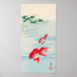 睡 蓮 と 魚, 古 邨 Wasserlilie und Goldfish, Ohara Koson Poster