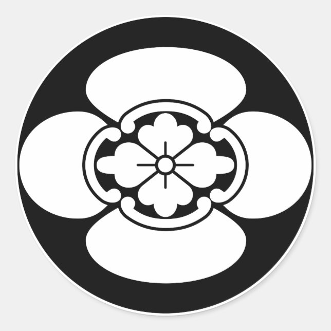 石持ち地抜き木瓜 RUNDER AUFKLEBER (Vorderseite)