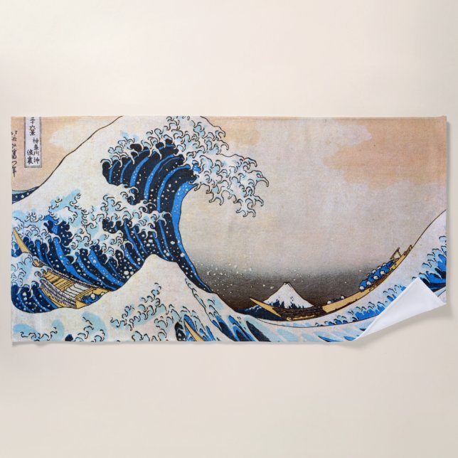 神奈川沖浪裏, 北斎 große Welle, Hokusai, Ukiyo-e Strandtuch (Vorderseite)