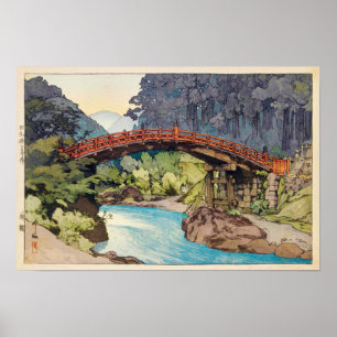 神 橋, Sacred Bridge, Hiroshi Yoshida, Woodcut Poster