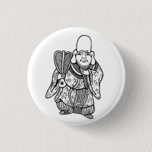 福禄寿 Fukurokuju lucky god original drawing Button