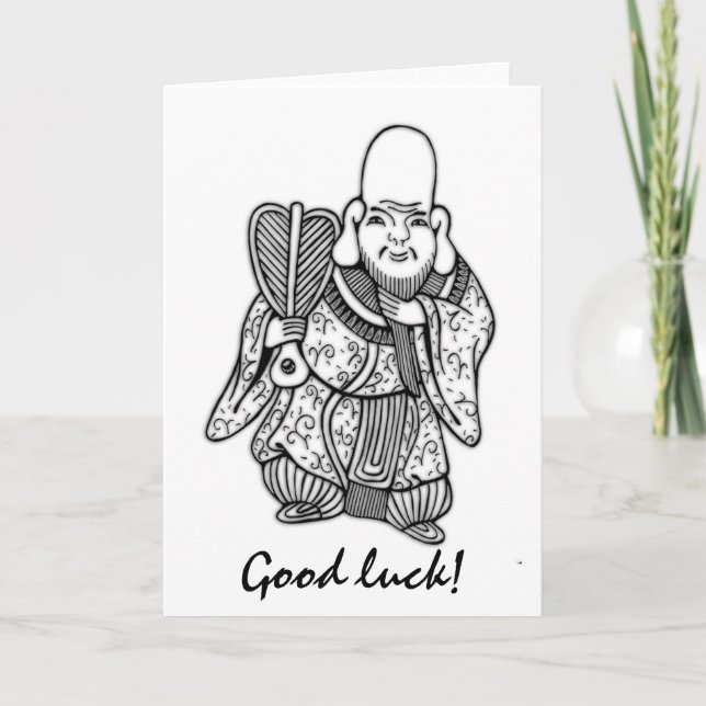 福 禄 寿 Fukurokuju Glücksgott Original zeichnend Karte (Vorderseite)