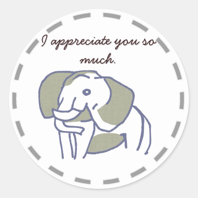 穏やかな象デザインのフェミニン RUNDER AUFKLEBER (Vorderseite)