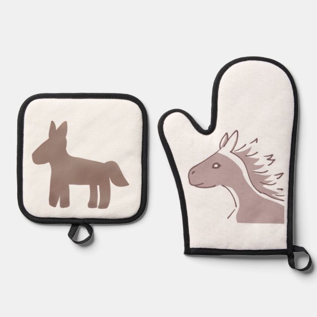 穏やかな風を感じる馬 OFENHANDSCHUH & Topflappen-Set (Vorderseite)