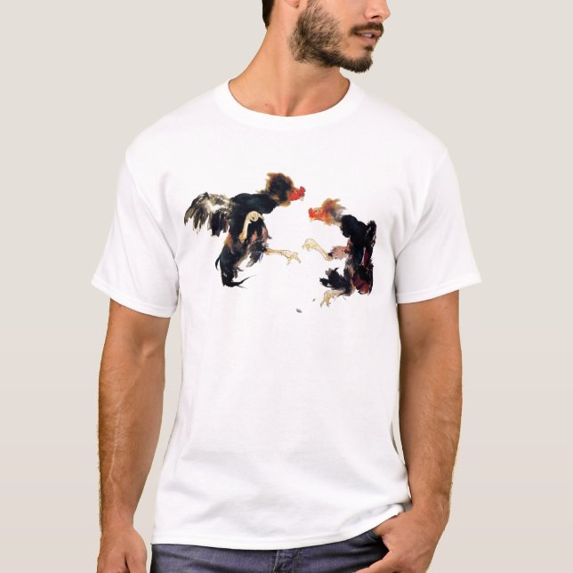 竹内栖鳳　軍鶏　闘鶏　鶏　ニワトリ　グッズ T-Shirt (Vorderseite)