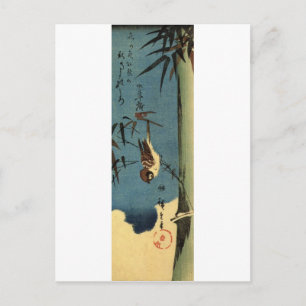 竹 に 雀, 広 Bamboo und Sparrow, Hiroshige, Ukiyo-e Postkarte