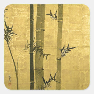 竹 図, 光 琳 Bamboo, Ogata Kōrin, Sumi-e Quadratischer Aufkleber