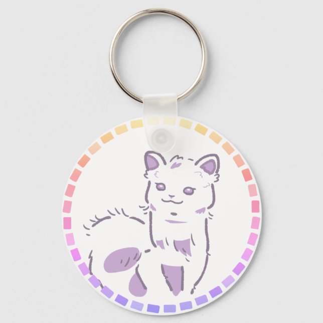 紫とピンクグラデーション＆笑顔のアルパカデザイン SCHLÜSSELANHÄNGER (Vorderseite)